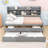 Amande Twin Wooden Captain Bed with Bookcase Headboard, Three Storage Drawers and Twin Trundle-895793342