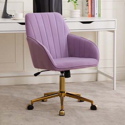 Chaise de bureau réglable en velours avec base en métal