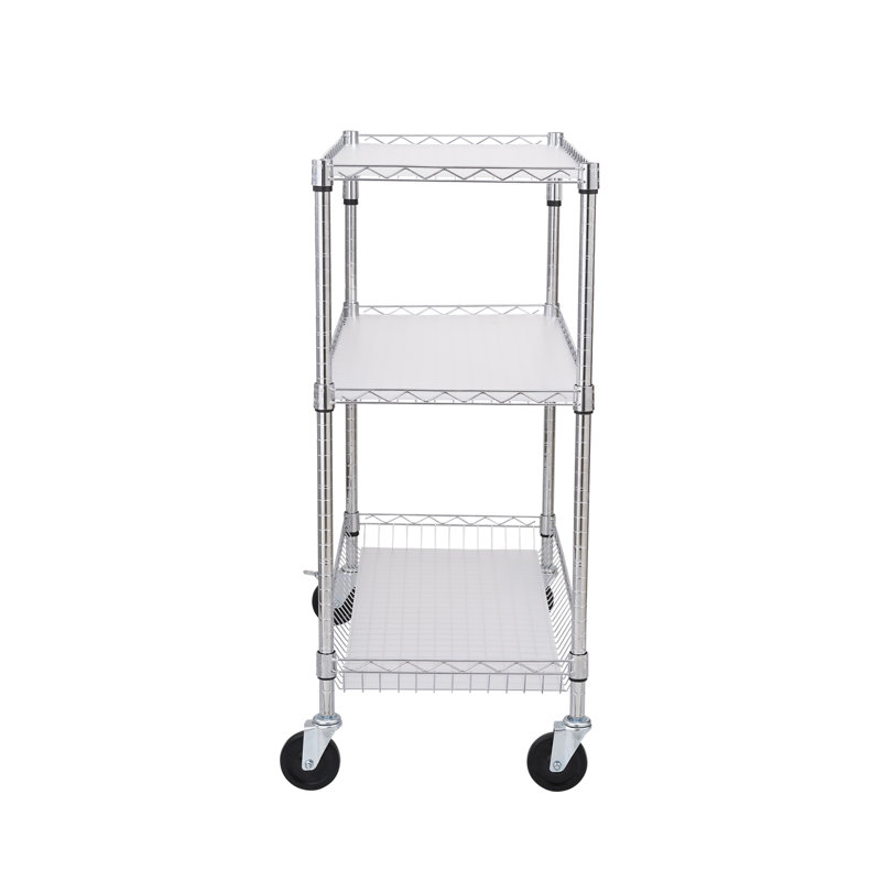 VEVOR 3-Tier Stainless Steel Utility Cart with Wheels and Hooks