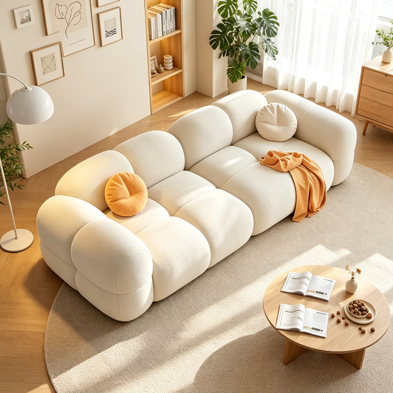 Garavan, 102.36" W, Beige Suede