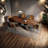 Industrial Style Rectangular Solid Wood Dining Table-678143619