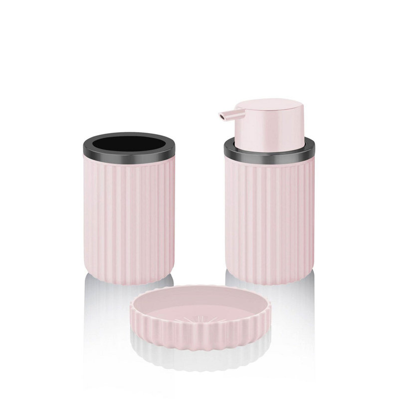 Ensemble d'accessoires de salle de bain 3 pièces Aatiqah, Rose