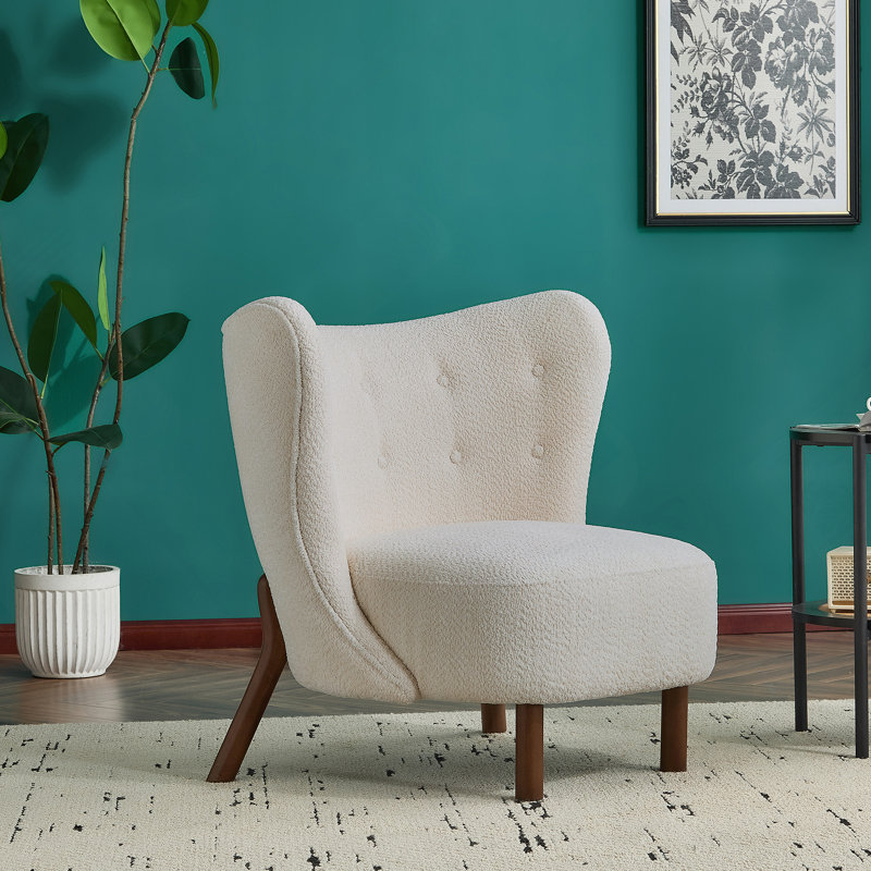 Fauteuil d'appoint rembourré Vezina, Boucle blanc cassé