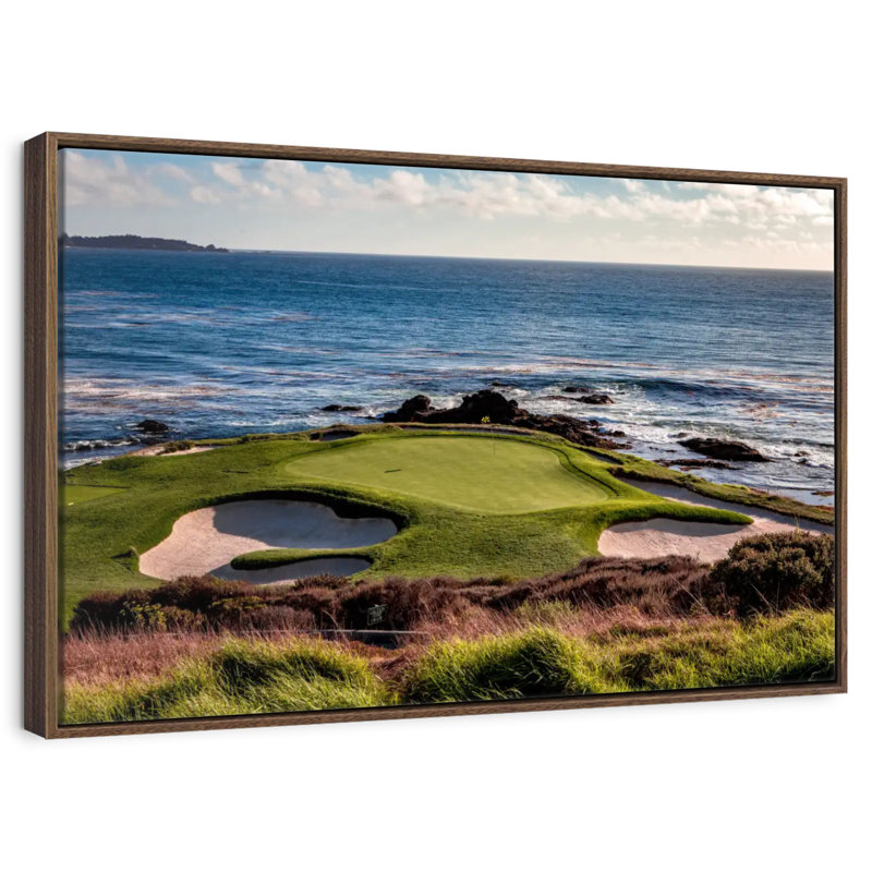 Terrain de golf California Coastline, 13 po x 9 po, Cadre flottant noyer