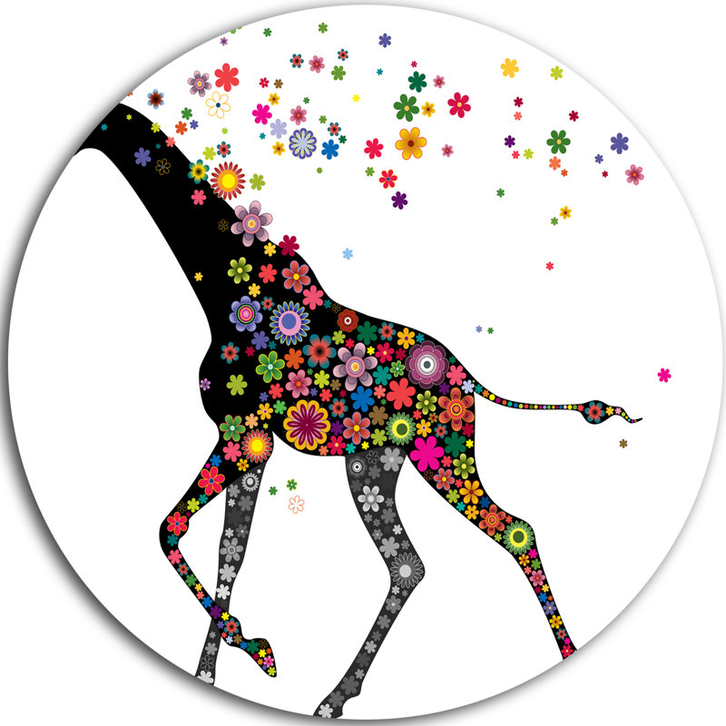 «Cheerful Giraffe Running», impression, H 38 po x l 38 po x P 1 po, Métal