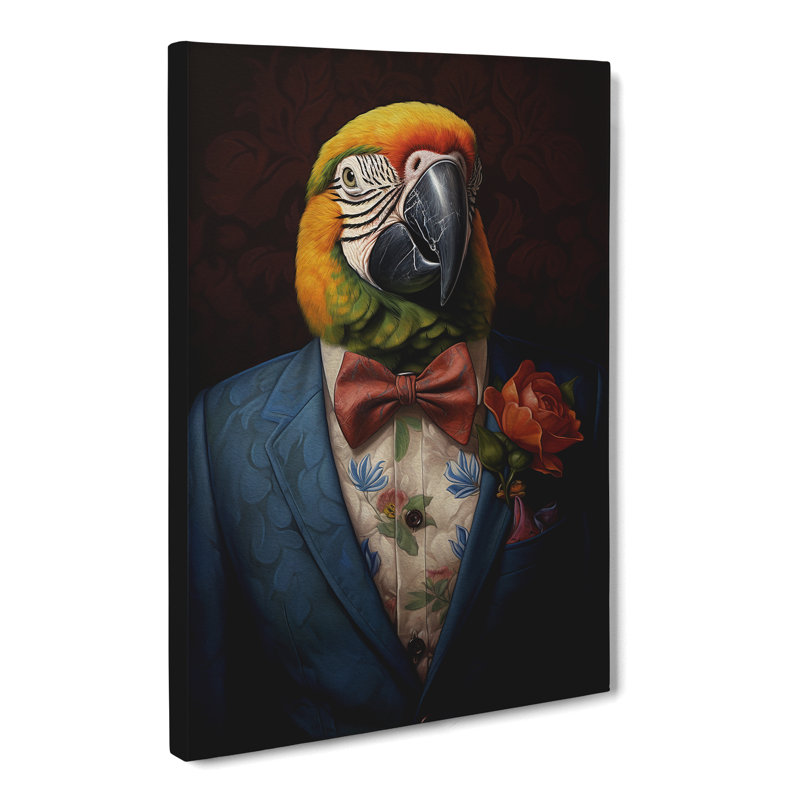 Parrot In A Suit No.2 - No Frame Print, 60cm H x 40cm W x 3cm D
