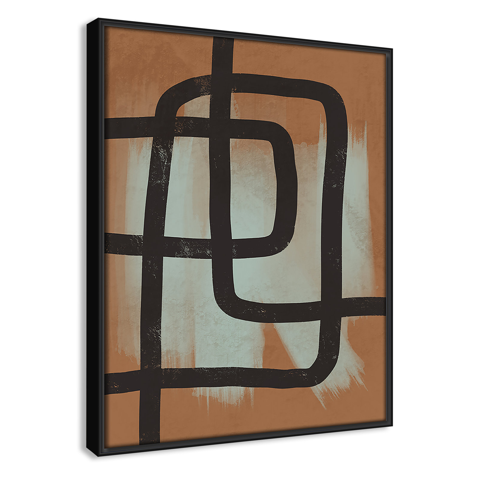 Many Paths Taken 2 Painting, Black, 15.5" H x 12.5" W x 2" D
