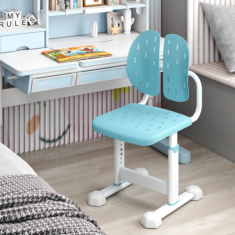 Chaise de bureau pour enfants avec dossier double adaptable, hauteur réglable, siège respirant bleu, Bleu
