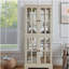 Vitrine Curio, vitrine antique avec portes en verre Tablettes réglables pour objets de collection Étalage rétro à quatre portes pour la maison ou le bureau Vitrine antique E26 ampoule incluse