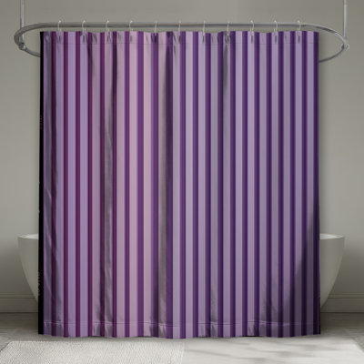 Rideaux de douche mauves à rayures verticales très longs
