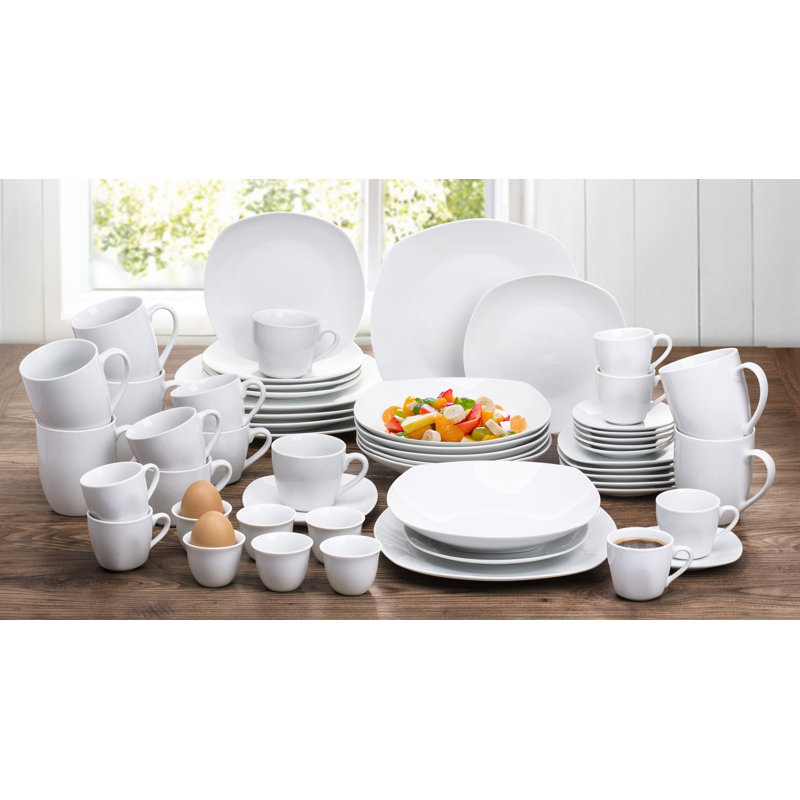 Waterside 54pc White Square Athena Porcelain Dinner Set