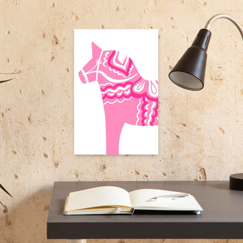 «Dala rose», reproduction d'art moderne de cheval, H 18 po x l 12 po