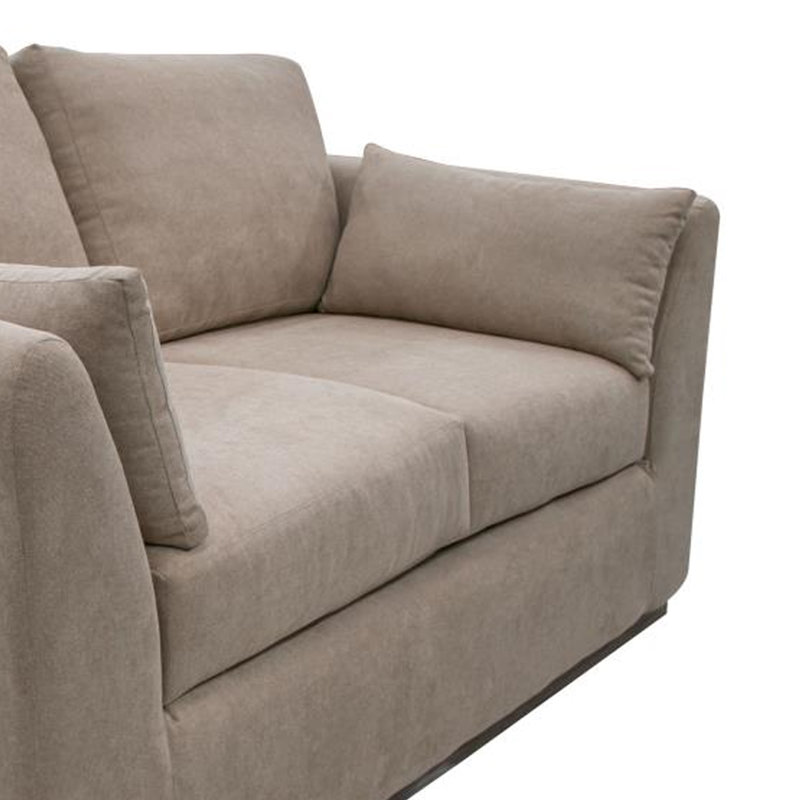 Structure et base en bois Romul, canapé, Polyester brun pâle, H 36,5 po x l 68,5 po x P 38,5 po