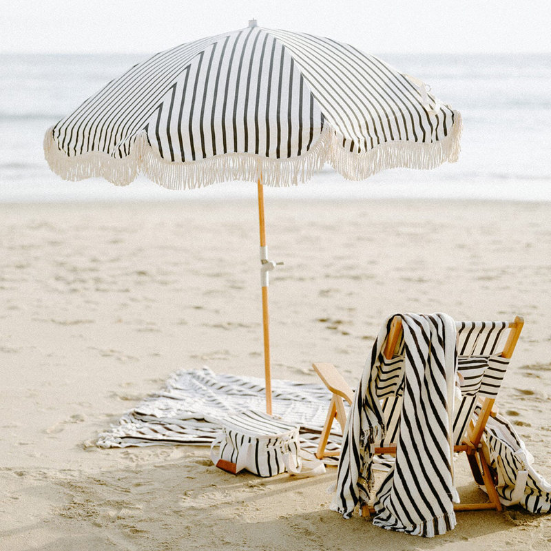 BEACH TOWEL - MONACO MIMOSA STRIPE, Monaco Black