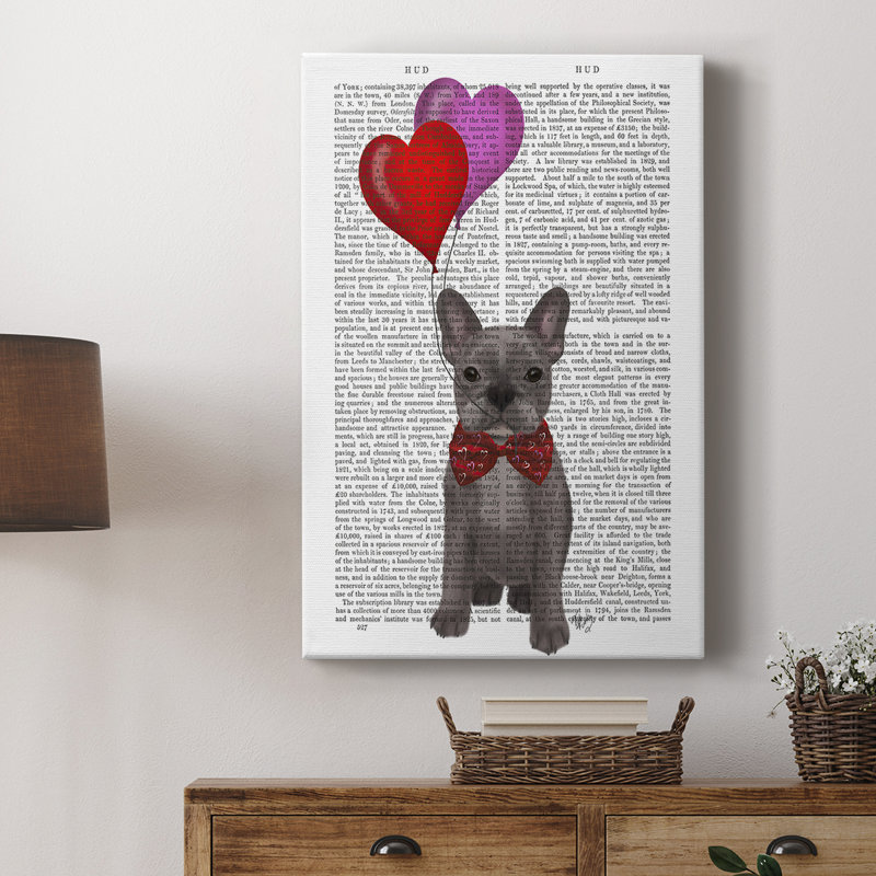 Bouledogue français et ballons - galerie Cavas sur mesure, H 18 po x l 12 po