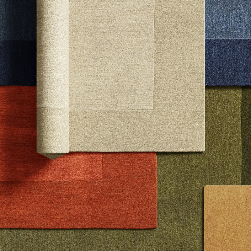 Tapis kaki / beige en laine fabriqué à la main Dolma, Rectangle 2 pi x 3 pi