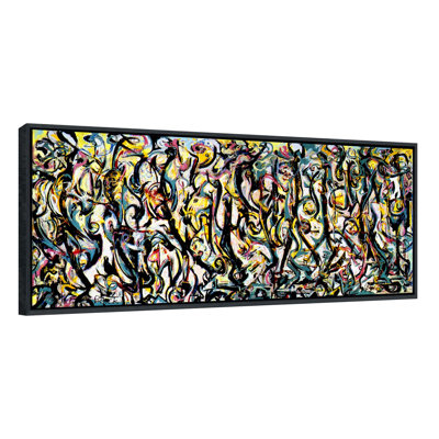 Murale abstraite sur toile giclée par Jackson-Pollock Home Decor (cadre mince noir, 20 po x 48 po)