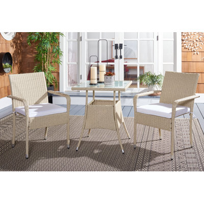 Frazer 3-Piece Wicker Square Set with Cushions