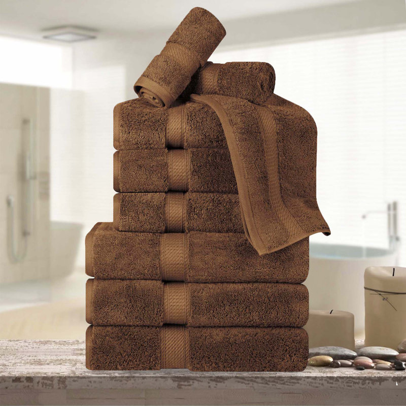 Scotia Egyptian Cotton Bath Towel Set, Chocolate, 9Pc Towel Set  (3Bath, 3Hand, 3Face)
