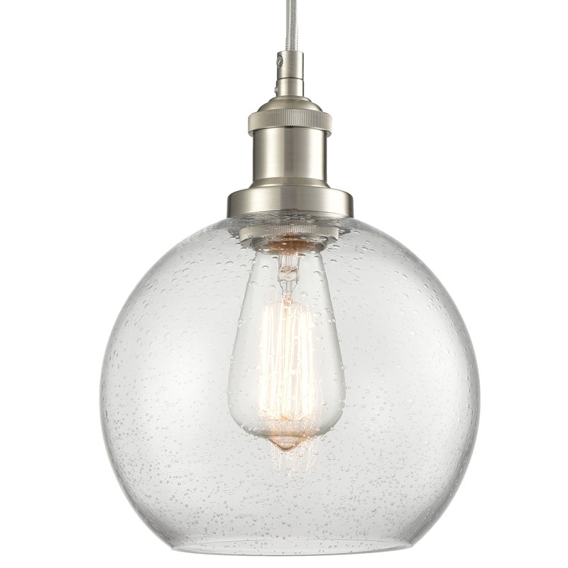 Luminaire suspendu avec abat-jour en verre sphérique, Nickel brossé