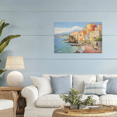 Colorful Coastal Town by Sea Canvas, design by Creative Studio