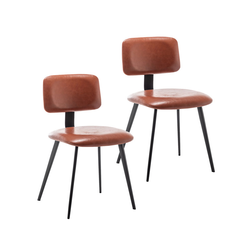Faux Leather Dining Chair with Steel Legs, Brown