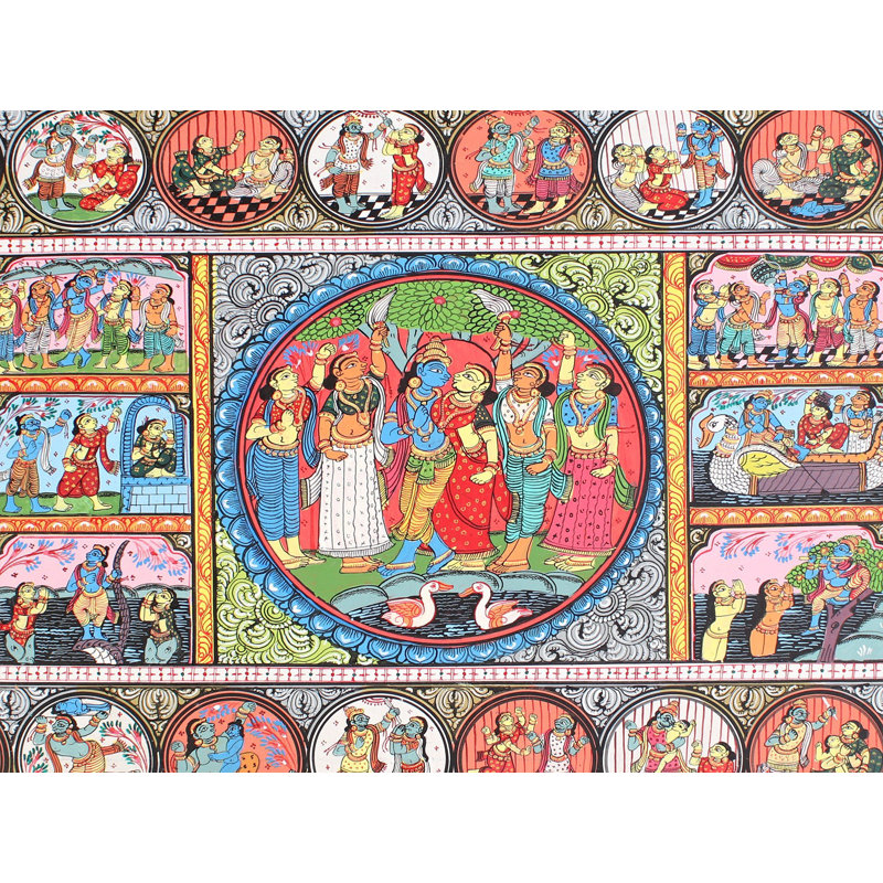Lord Krishna Leela | Peinture Odisha | Paata, peinture sur toile