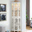 4 Adjustable Shelves Curio Cabinet With And Tempered Glass In White Solid Wood Legs-895740834