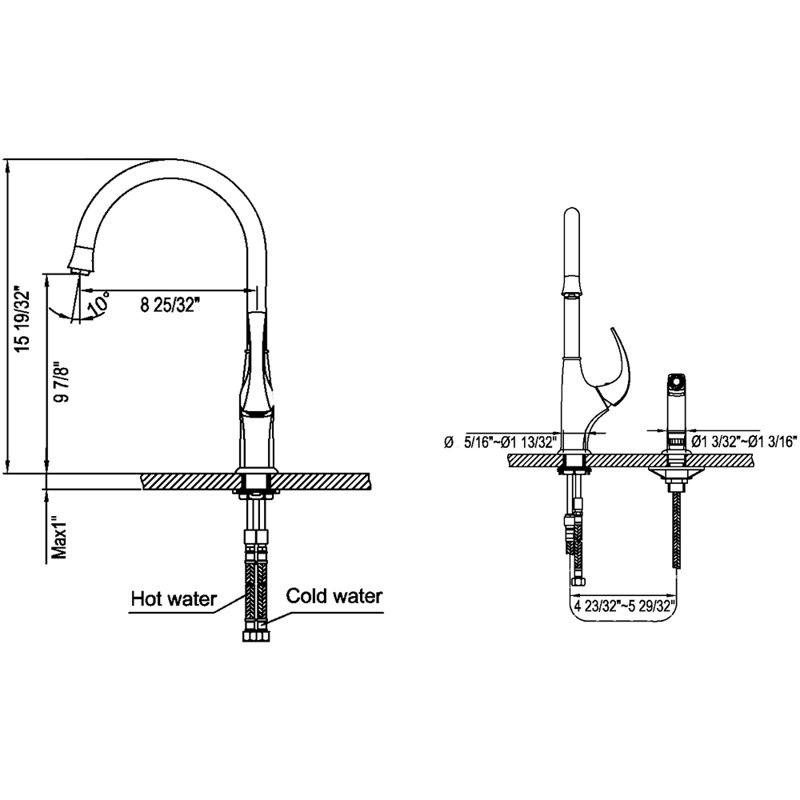 Dawn USA Kitchen Faucet Side Spray, Brushed Nickel