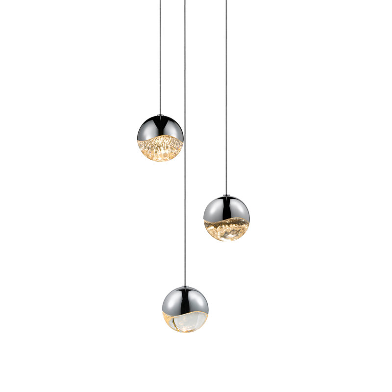Grapes 3 - Light LED Pendant, Polished Chrome, 3.25" H x 7.75" W x 7.75" D