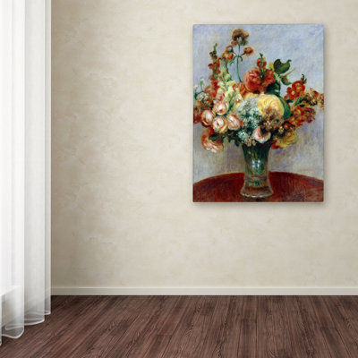 "Fleurs dans un vase 1898" par Pierre-Auguste Renoir, reproduction d'art sur toile tendue