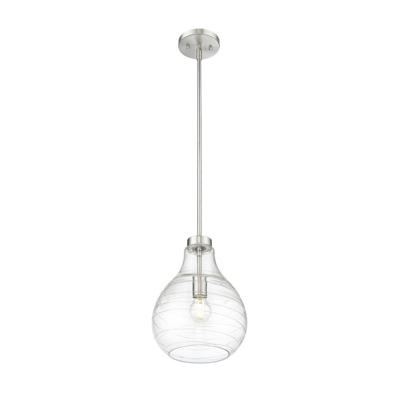 Wilhemina 1 - Light Teardrop Pendant, 94.75" H x 10" W x 10" D, Brushed Nickel