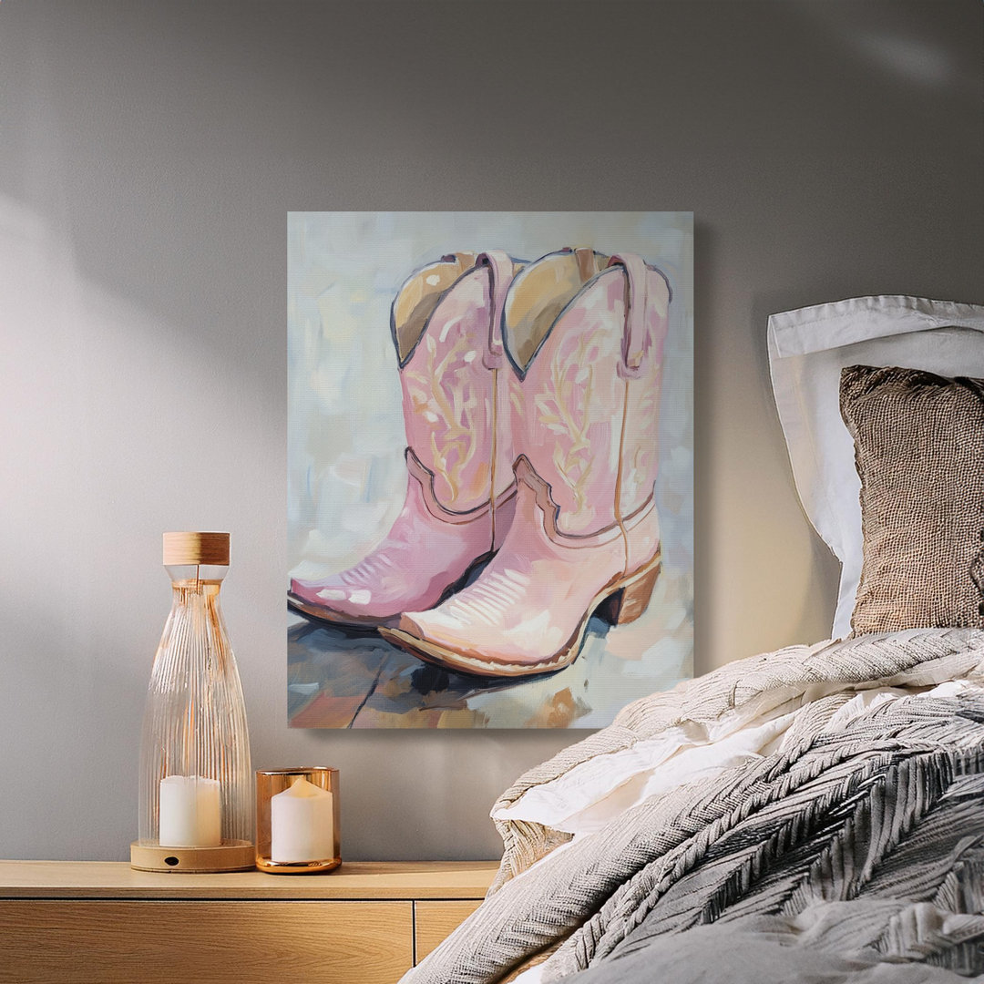 Pink Cowgirl Boots Western Canvas Art