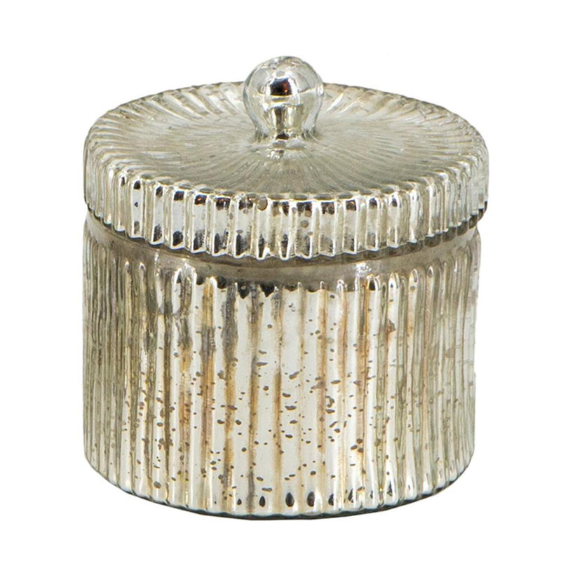 5" Silver Antique Earl Grey Scented Soy Candle with Lid