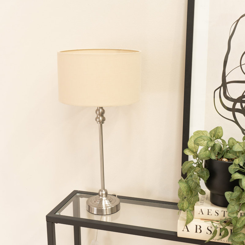 Saylorsburg Metal Table Lamp, Yes, Silver, Natural Fabric