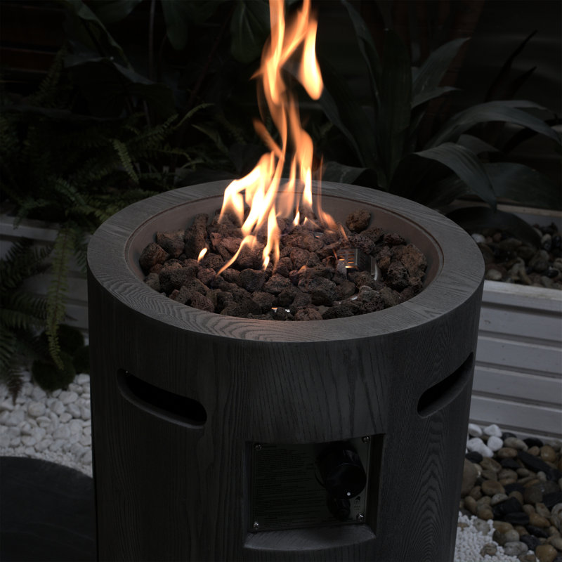 Foyer d'extérieur rond 20 pouces, 32 000, avec pierres de lave Add-Flame
