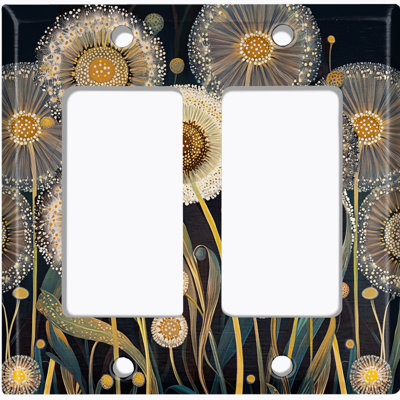 Couvercle de plaque d'interrupteur en métal; Chaise berçante GFI 2 bandes US Standard - Elegant Dandelions