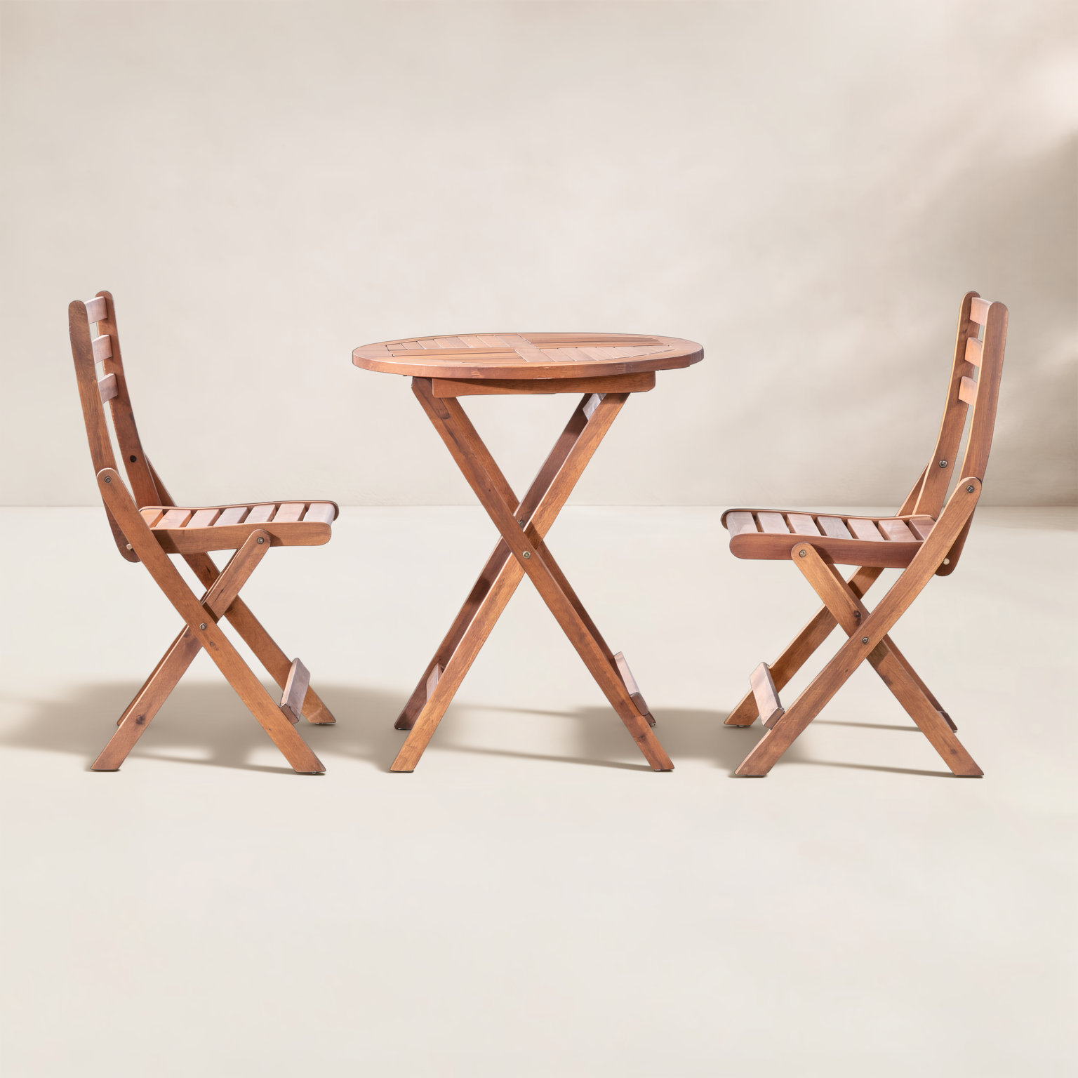 Rosetta 24" Acacia Patio Bistro Set, Natural Wood