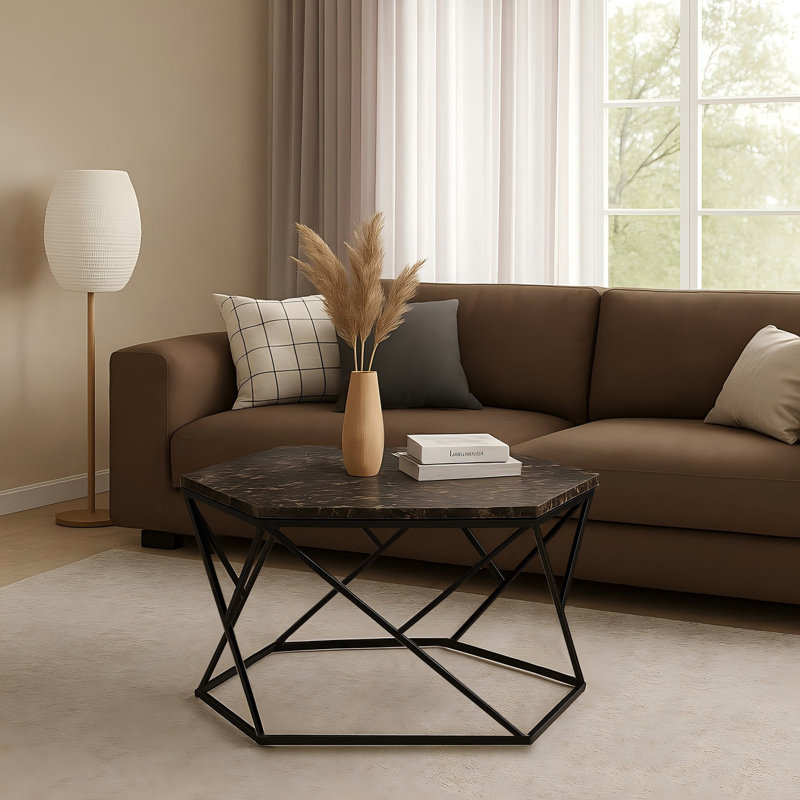 Southerland Frame Coffee Table, Black, Granite