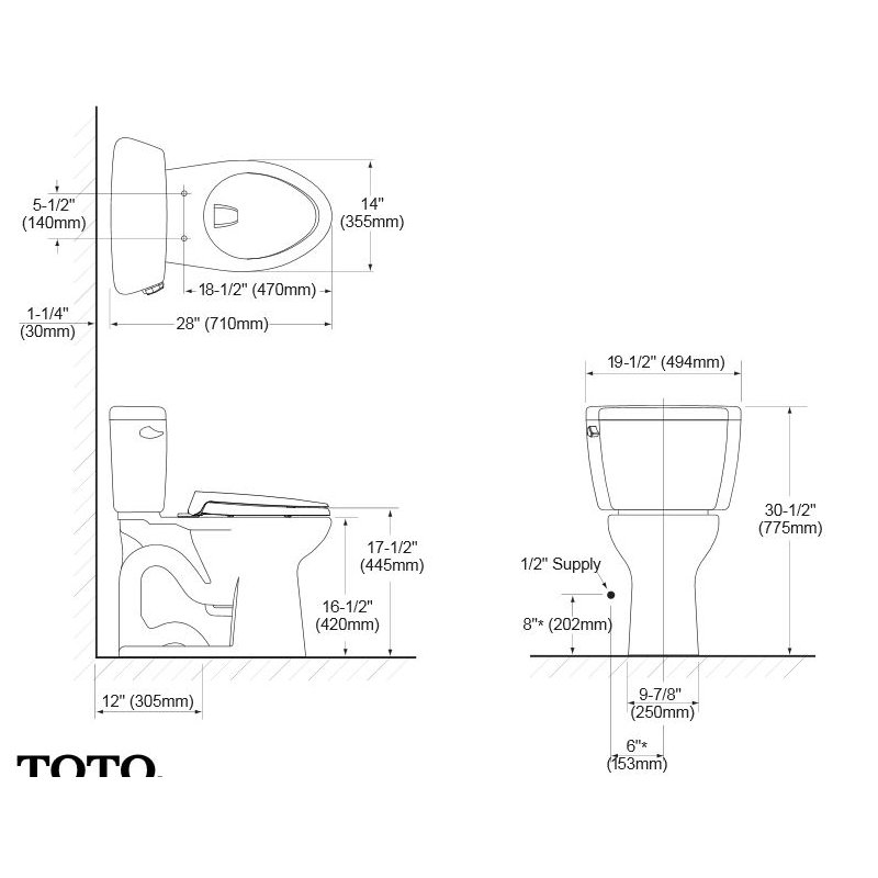 Drake® 14" x 16.5" Toilet Bowl, Colonial White, Yes