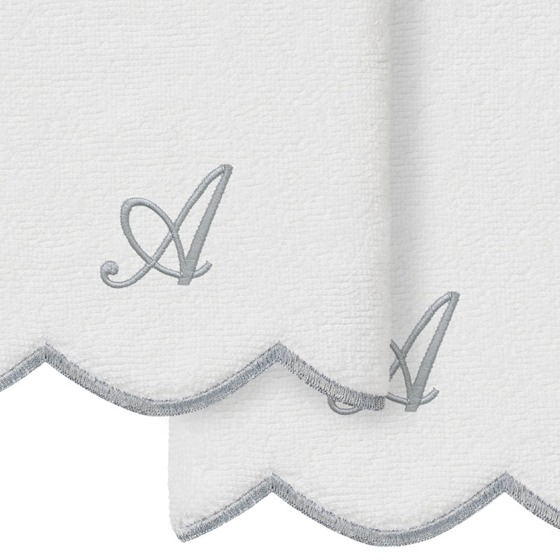  Ensemble de serviettes 100% coton turque ADORNIA, A, Blanc / Gris, Ensemble de 2 serviettes à doigts