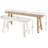 Brunhild Wood Slim Distressed Brown Bench with Smaller White Bench Set