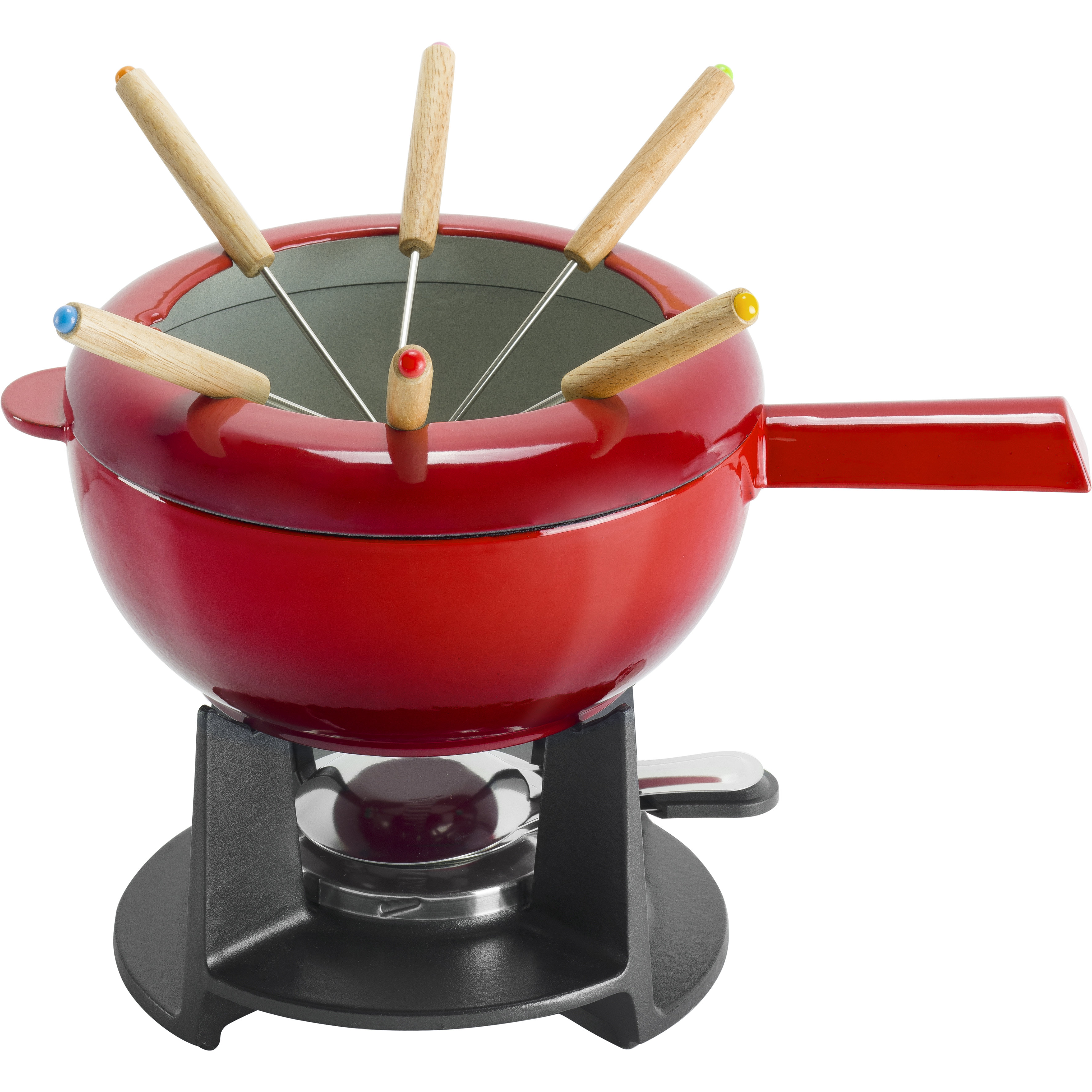 URKNO 11-Piece Cast Iron Fondue Set With Adjustable Burner 6 Colorful  Forks, 5-Cup Cheese Fondue Pot For Chocolate, Caramel, Meat, 4-6 People