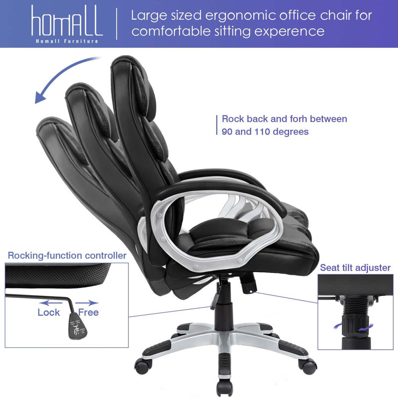 Black High Back Leather Executive Swivel Office Chair