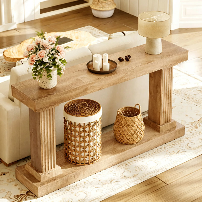 Console American Retro, 35.4" H x 78.7" W x 11.8" D, Brun, Brown, Brown