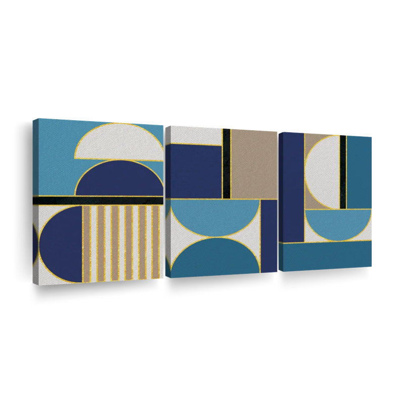 Vintage Geometric Abstract IV Multi Piece Canvas Print, 39" H x 80" W x 1.25" D