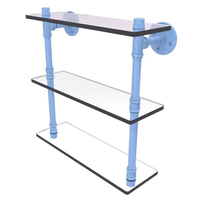 Tablette flottante 3 pièces Pipeline, H 16,9 po x l 16 po x P 5,6 po, Bleu troll plat
