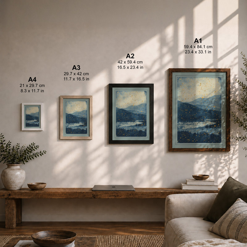 Mountains Under Snow Scandinavian - Print, Unframed, A2 - 59.4 x 42.0 cm