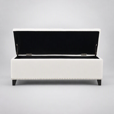 47.5 Inch Linen Button-Tufted Storage Ottoman, Safety Hinge, 500lbs Capacity, Ideal for Living Room and Entryway