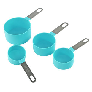 Set Of 4 KitchenAid Teal Blue Measuring Cups Dishwasher Safe